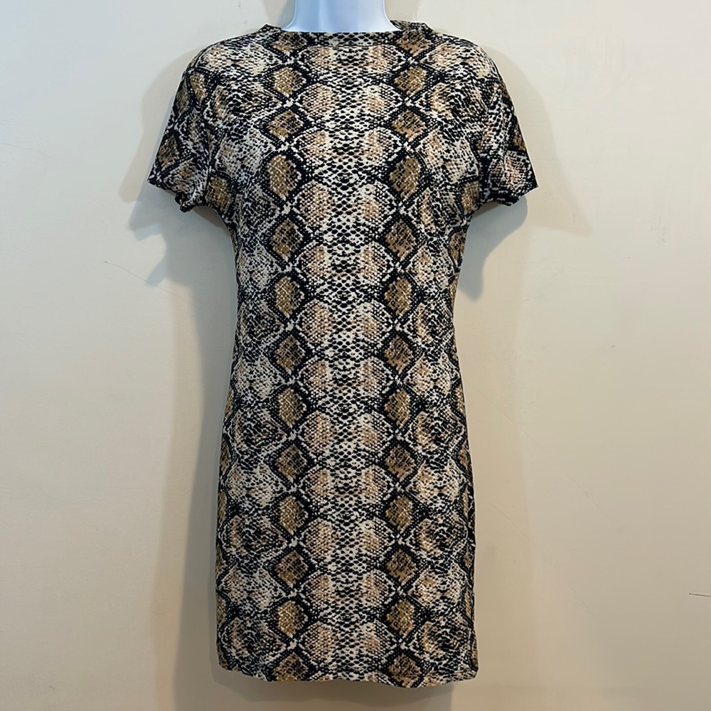 J for Justify Snakeskin Print Open Zig Zag Back Dress  Sz L